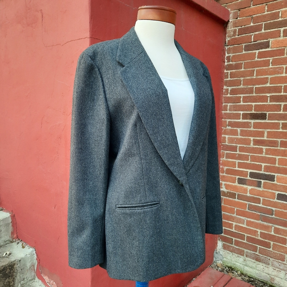 Pendleton Vintage 90's USA Wool Blazer Jacket Charcoal Gray - Picture 6 of 10